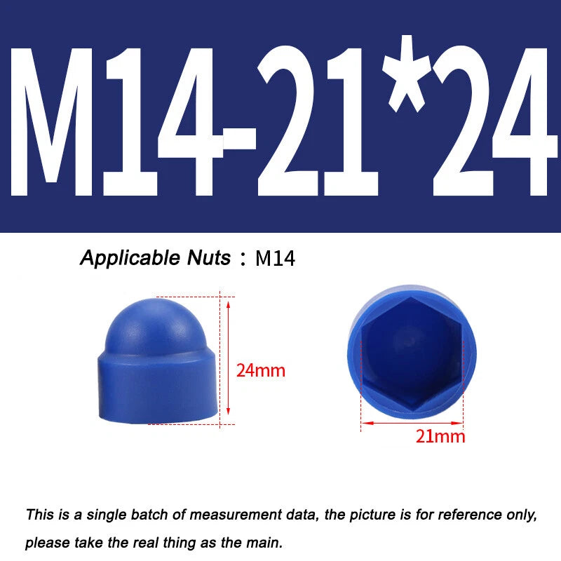 Hex Bolt & Nut Protection Caps – Plastic Hexagonal Screw Covers for M4 M5 M6 M8 M10 to M24 (PE, 5-100 Pack)