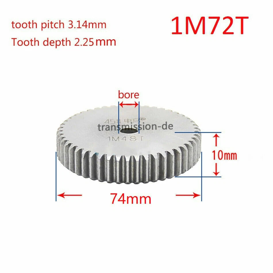 1/1.5 Mod 12T-150T Spur Gear 45# Steel Pinion Gear Thickness 1M-10mm 1.5M-15mm