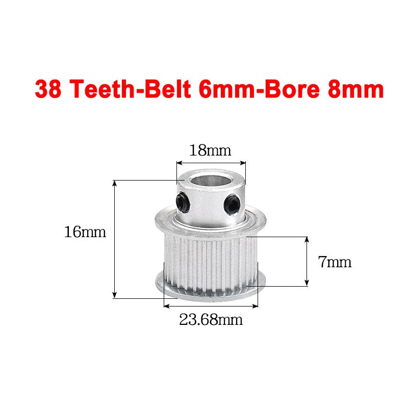 2GT Drive Pulley With Step 16 Tooth - 100 Tooth Bore 4mm - 25mm for 6mm Belt