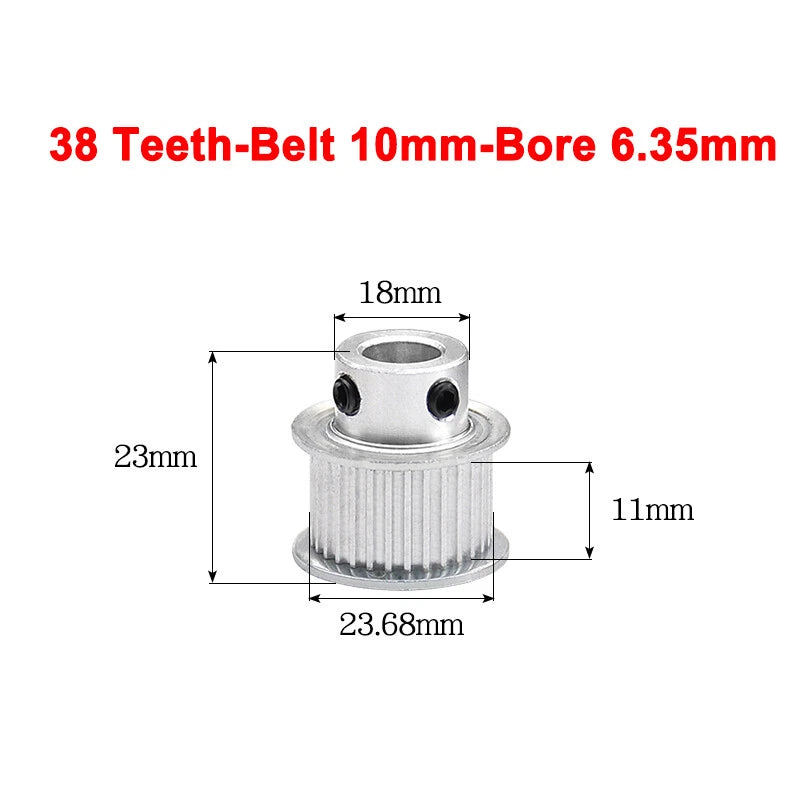 2GT Drive Pulley With Step 16 Tooth - 100 Tooth Bore 4mm - 25mm for 10mm Belt