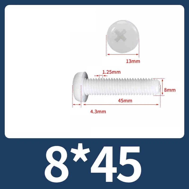 White Nylon Phillips Pan Head Machine Screws – M2 to M8, Non‑Conductive & Corrosion‑Free (PA66)