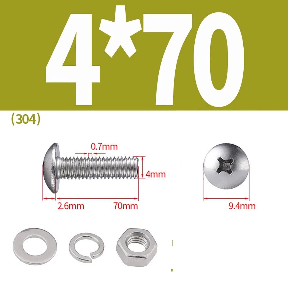 M2–M4 Phillips Truss Head Machine Screws with Hex Nuts & Washers – A2 Stainless Steel - HomeDIYer