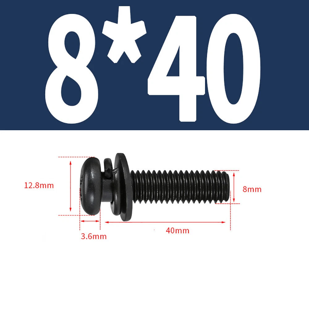 M5–M8 Phillips Pan Head Screws with Flat Washer – Nickel Plated or Black Zinc, Carbon Steel