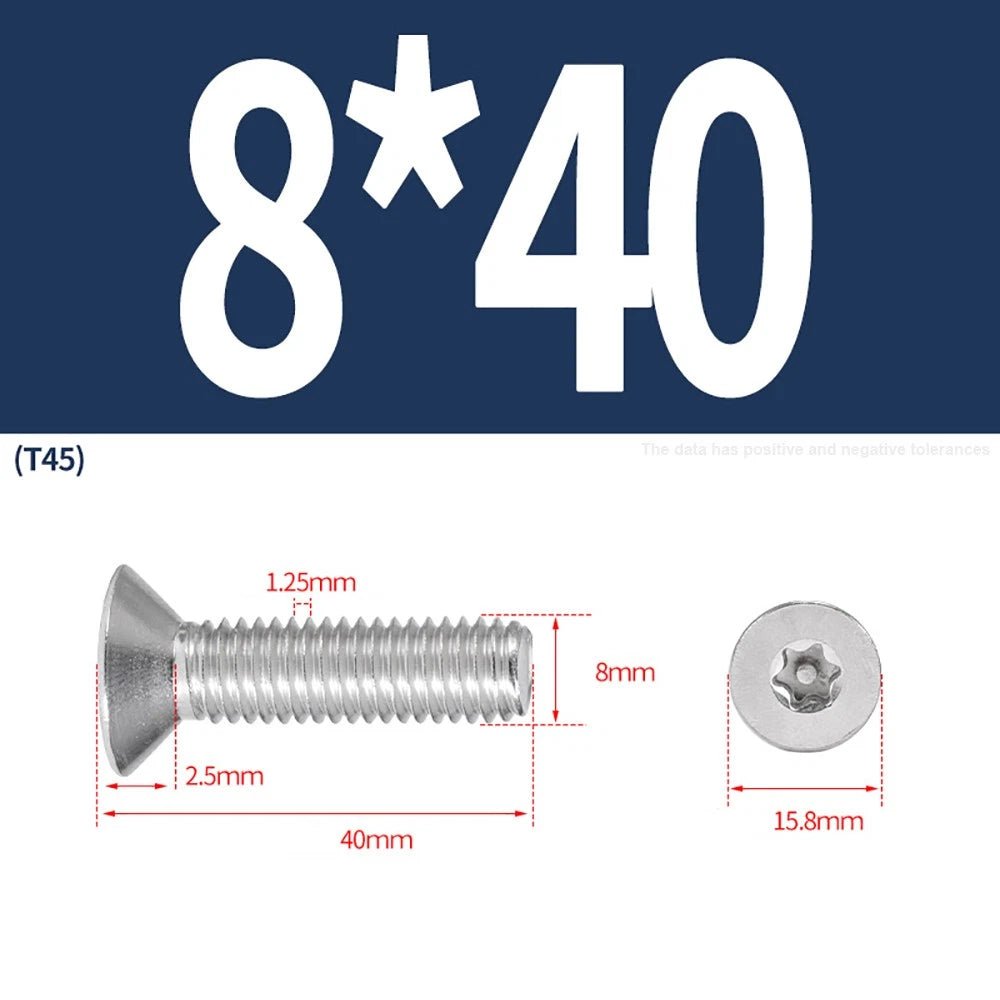 M3–M8 Pin Torx Countersunk Flat Head Machine Screws | A2 Stainless Steel - HomeDIYer