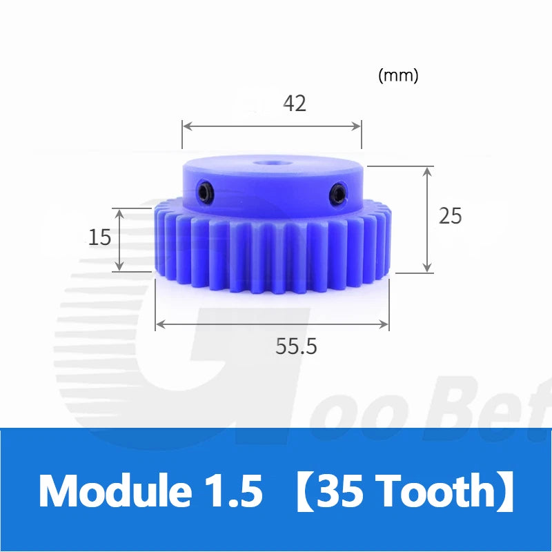 Mod 1/1.5/2 Precision Spur Gear Pinion 15-120 Tooth with Step Bore 4-16mm Nylon