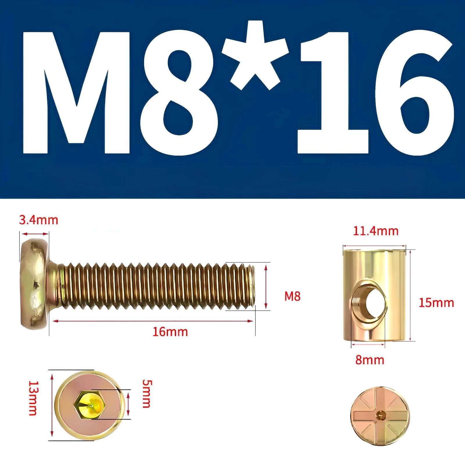 M6 M8 Galvanised Furniture Connecting Bolts with Barrel Nuts | Slotted & Phillips | 8mm–120mm