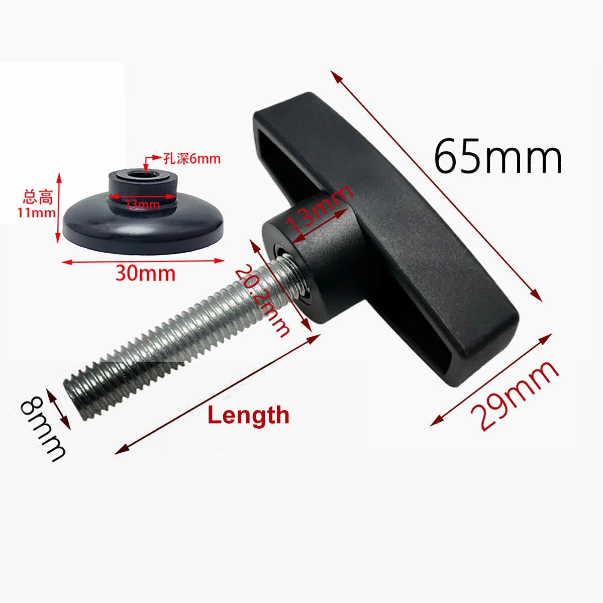 M6 M8 M10 Tee Wing Knobs Thumb Screws with Disc Pressure Plate Hand Grip Bolts