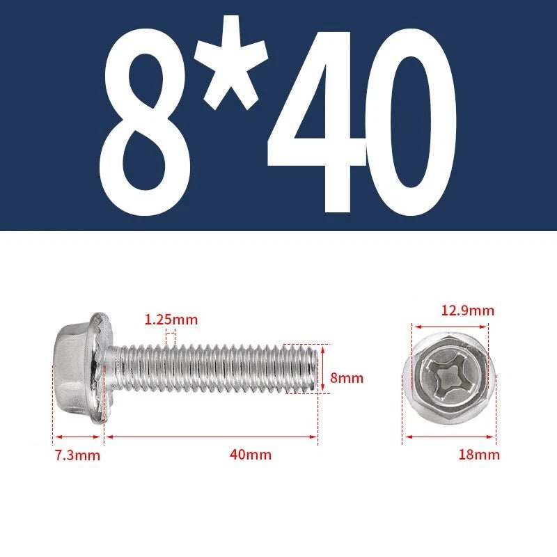 Phillips Hex Flange Screws 304 Stainless Steel M3–M8 | Dentate & Flat Flange - HomeDIYer