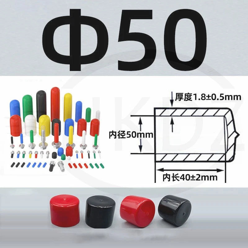 PVC End Caps for Screws, Bolts, Rods, Tubes & Cables – Thread Cover Protector, Rubber Plastic Caps (12-114mm, Multiple Colors)