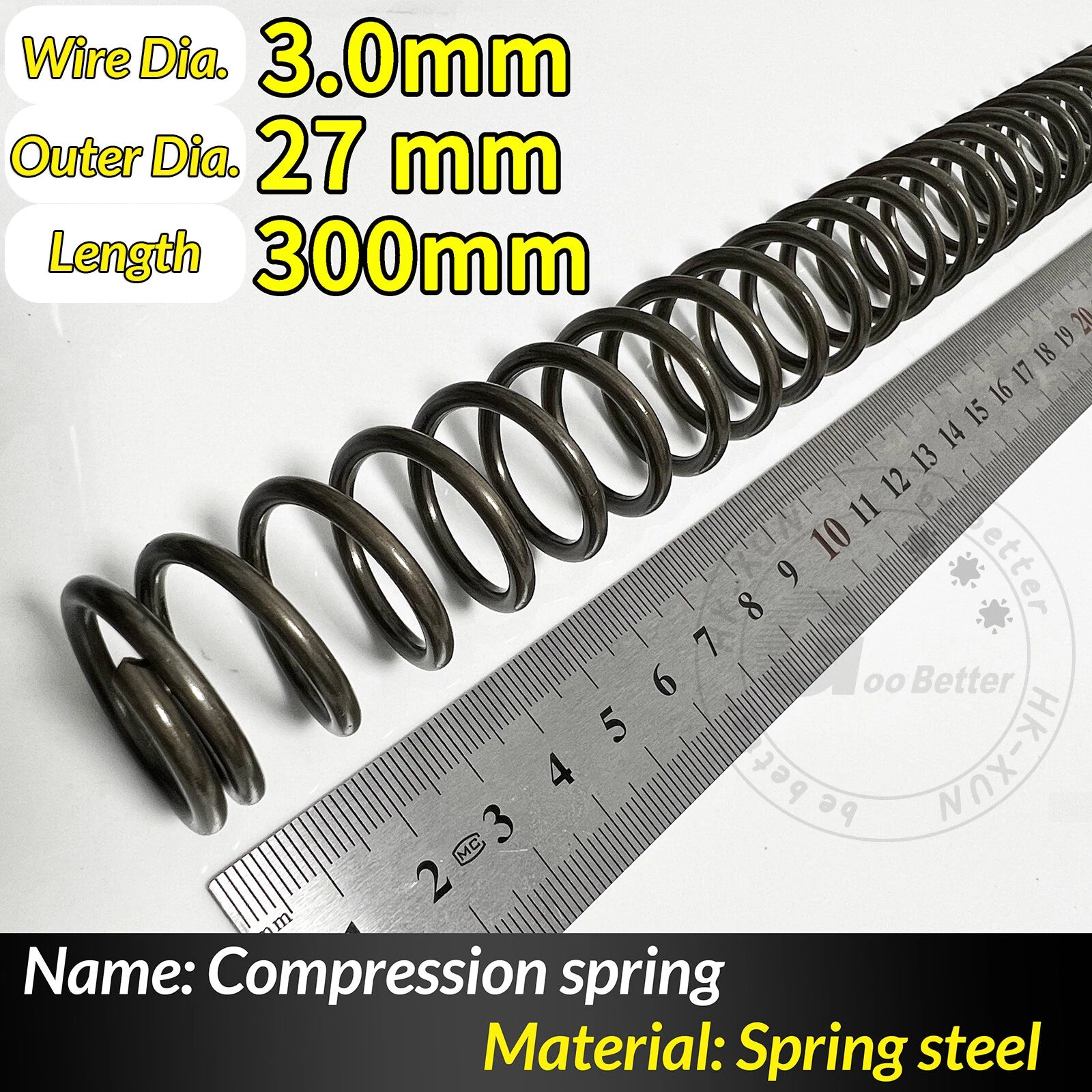 Compression Spring Pressure Springs, Wire Dia 2-3.5mm, OD 10-60mm, Length 300mm