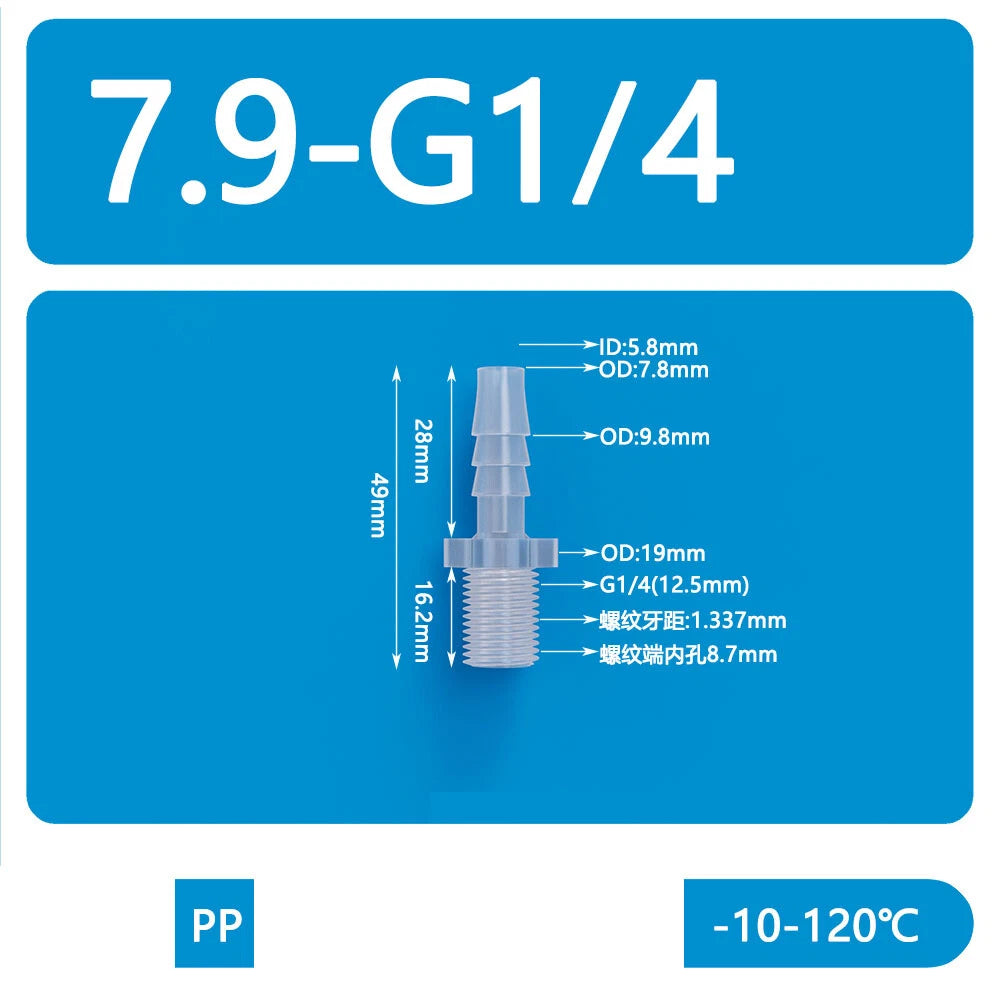 BSP Metric External Thread Straight Barb Connector – Plastic Hose Pipe Fitting