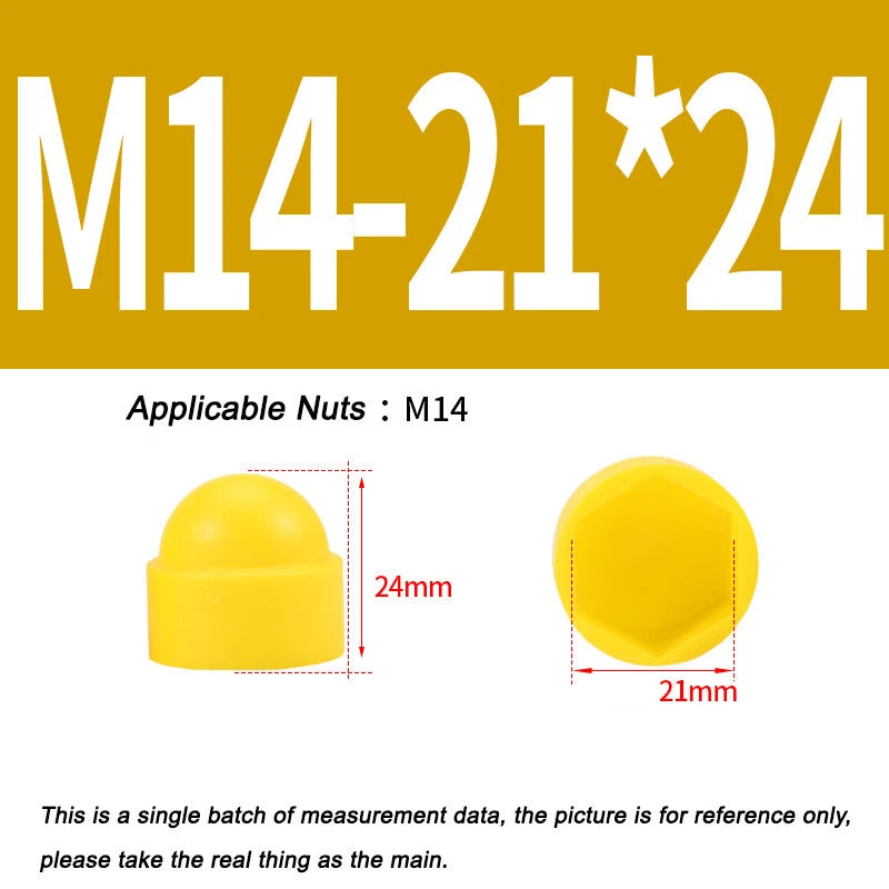 Hex Bolt & Nut Protection Caps – Plastic Hexagonal Screw Covers for M4 M5 M6 M8 M10 to M24 (PE, 5-100 Pack)