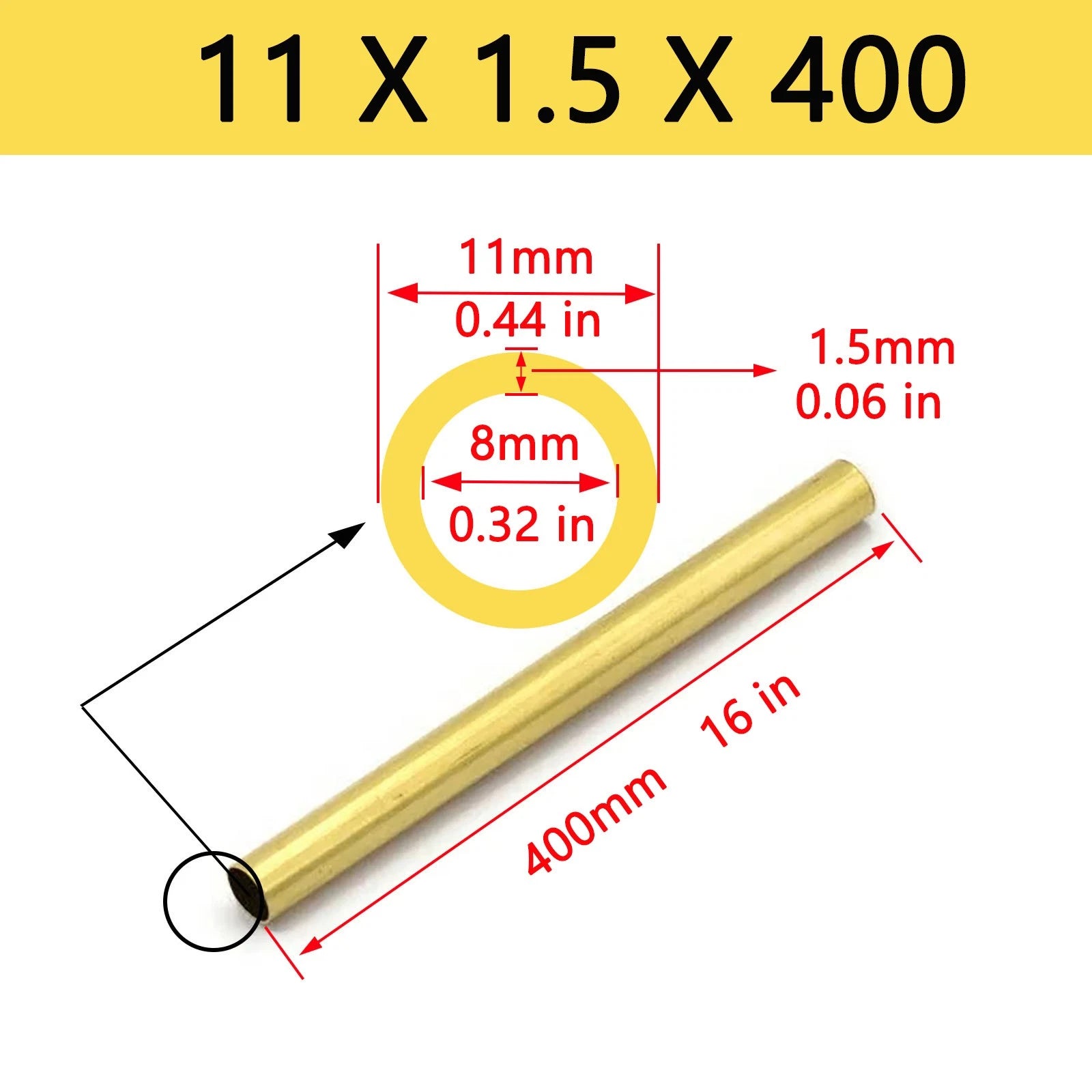Brass Tubes ROUND PIPE Cu 62% OD 4mm 5mm 6mm 7mm 8mm To 25mm Length 400mm 0.4m