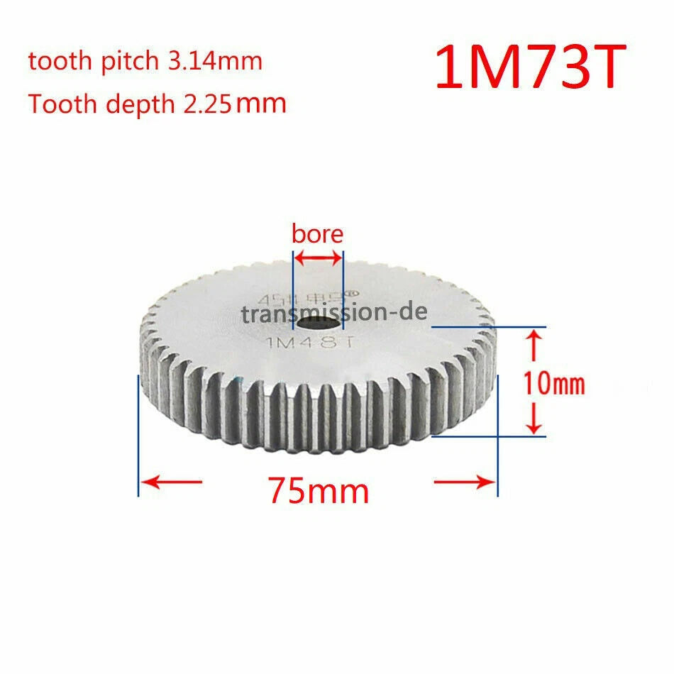 1/1.5 Mod 12T-150T Spur Gear 45# Steel Pinion Gear Thickness 1M-10mm 1.5M-15mm
