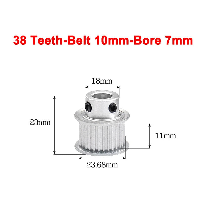 2GT Drive Pulley With Step 16 Tooth - 100 Tooth Bore 4mm - 25mm for 10mm Belt