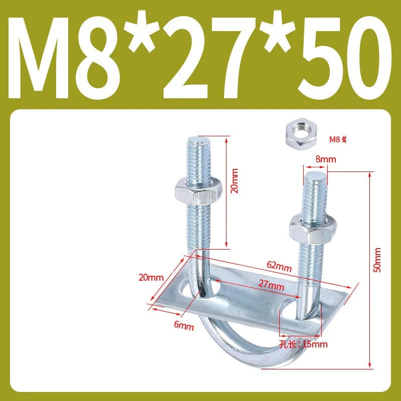 Round U-Bolts Sets Steel 16mm-219mm Inner Width M6 M8 M0 M12 with Nut, Plate