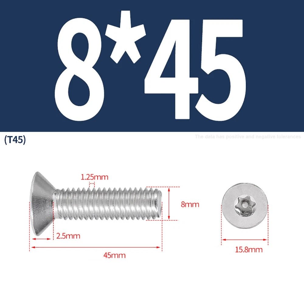 M3–M8 Pin Torx Countersunk Flat Head Machine Screws | A2 Stainless Steel - HomeDIYer