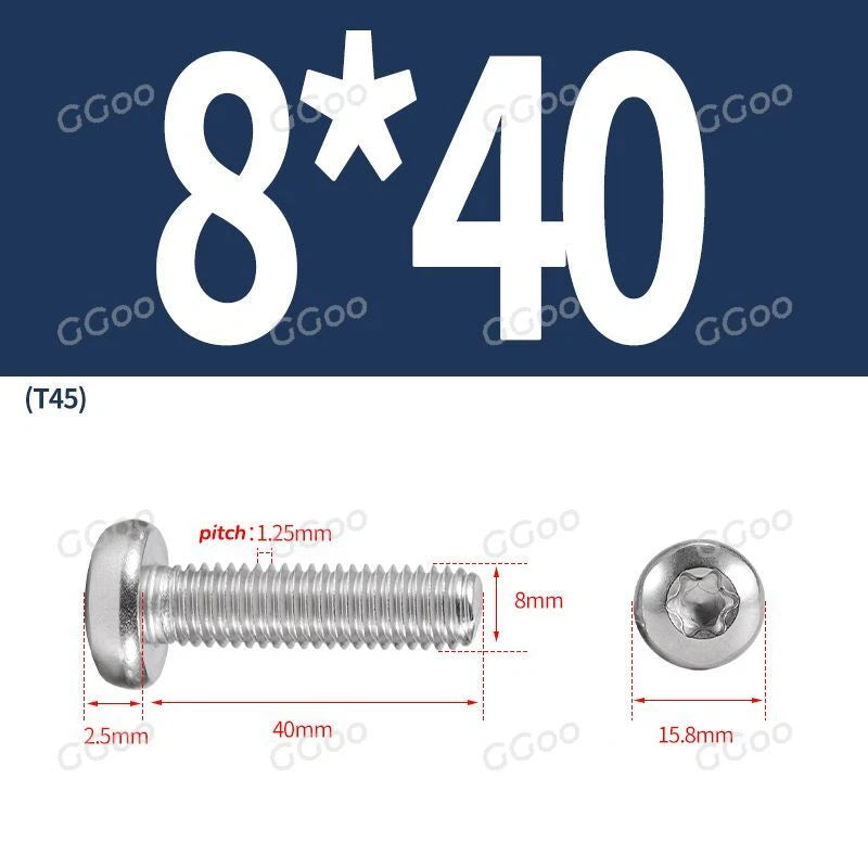 A2 Stainless Steel Torx Pan Head Machine Screws — M2 to M8, Six-Lobe Drive