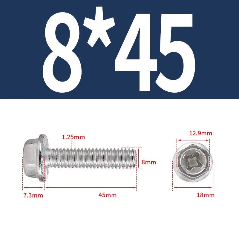 Phillips Hex Flange Screws 304 Stainless Steel M3–M8 | Dentate & Flat Flange - HomeDIYer