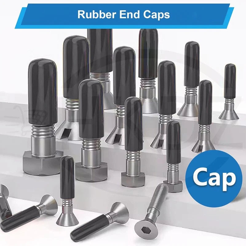 PVC End Caps for Screws, Bolts, Rods, Tubes & Cables – Thread Cover Protector, Rubber Plastic Caps (12-114mm, Multiple Colors)
