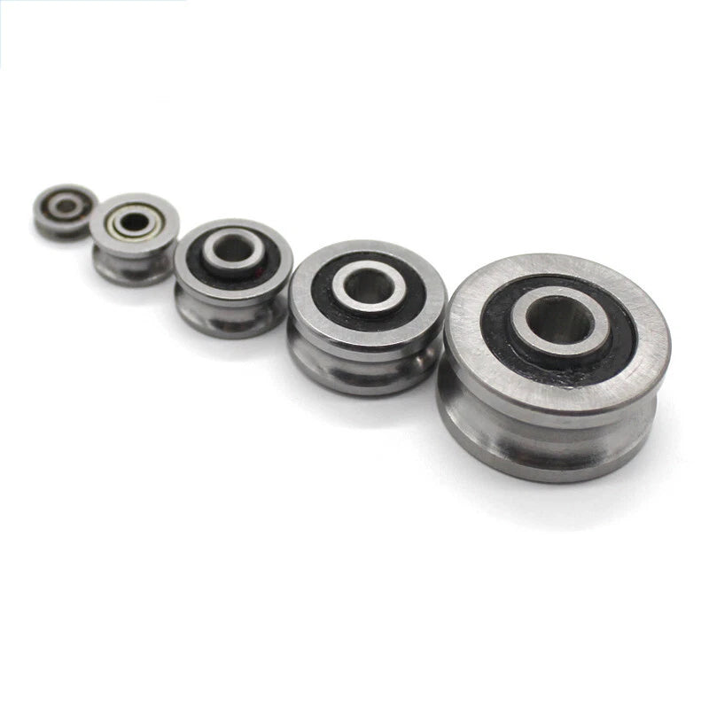 U/V Groove Metal Pulley Ball Bearings Wheel Steel Guide Roller Bore 3/4/5/6mm
