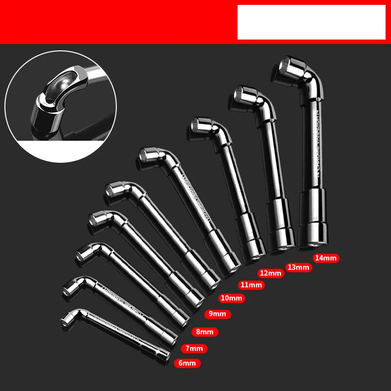 L-Shaped Perforated Hex Socket Wrench Set Diameter 6-17mm Chrome Vanadium Steel
