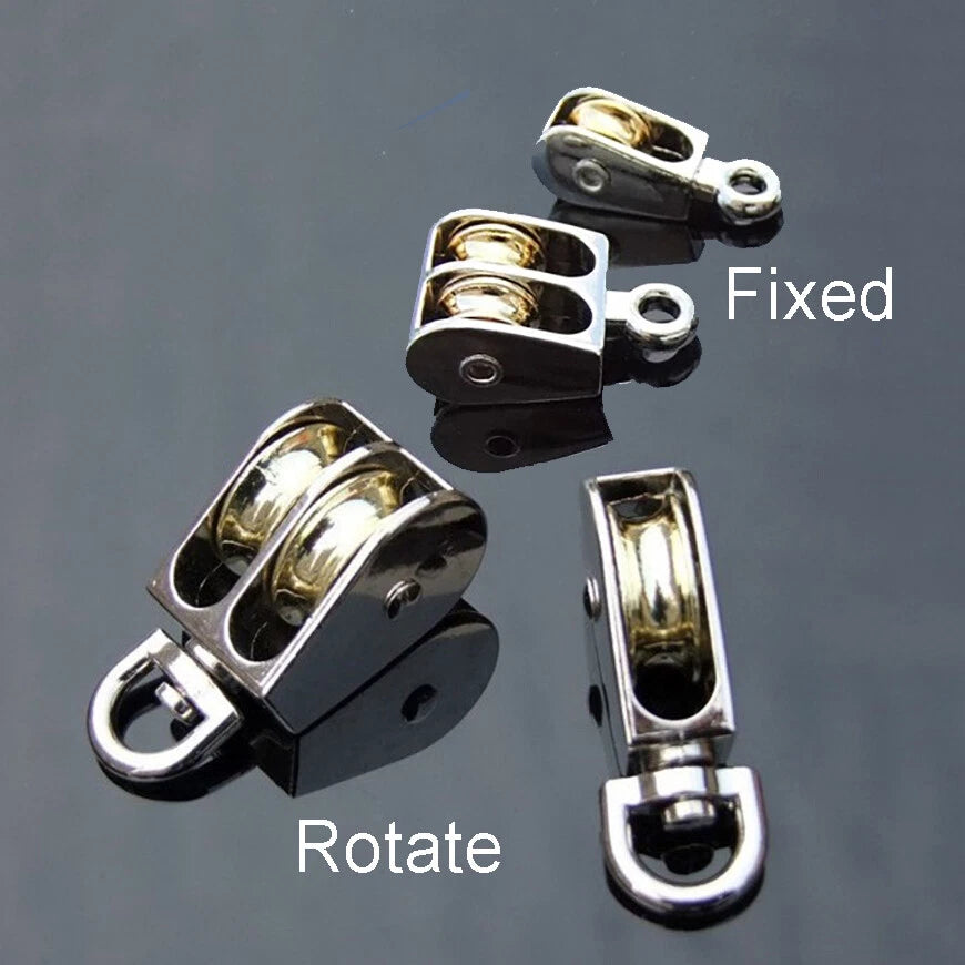 Metal Single Double Sheave Pulley Brass Wheel Swivel-Fixed Eye Lifting Rope