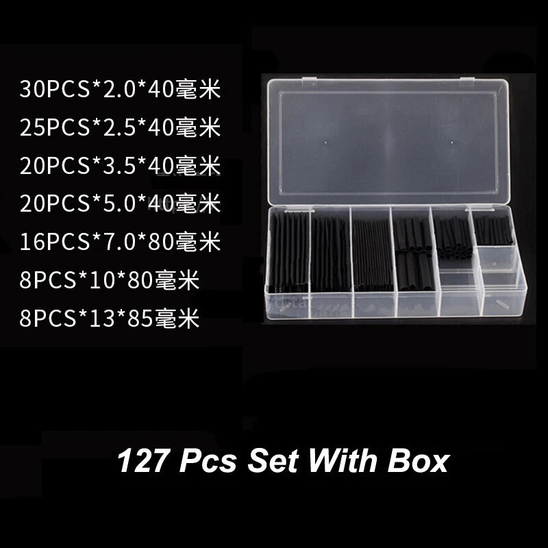 Heat Shrink Tubing Kit — 127/164/328/530 Pcs Assortment with Cable Sleeve Wrap