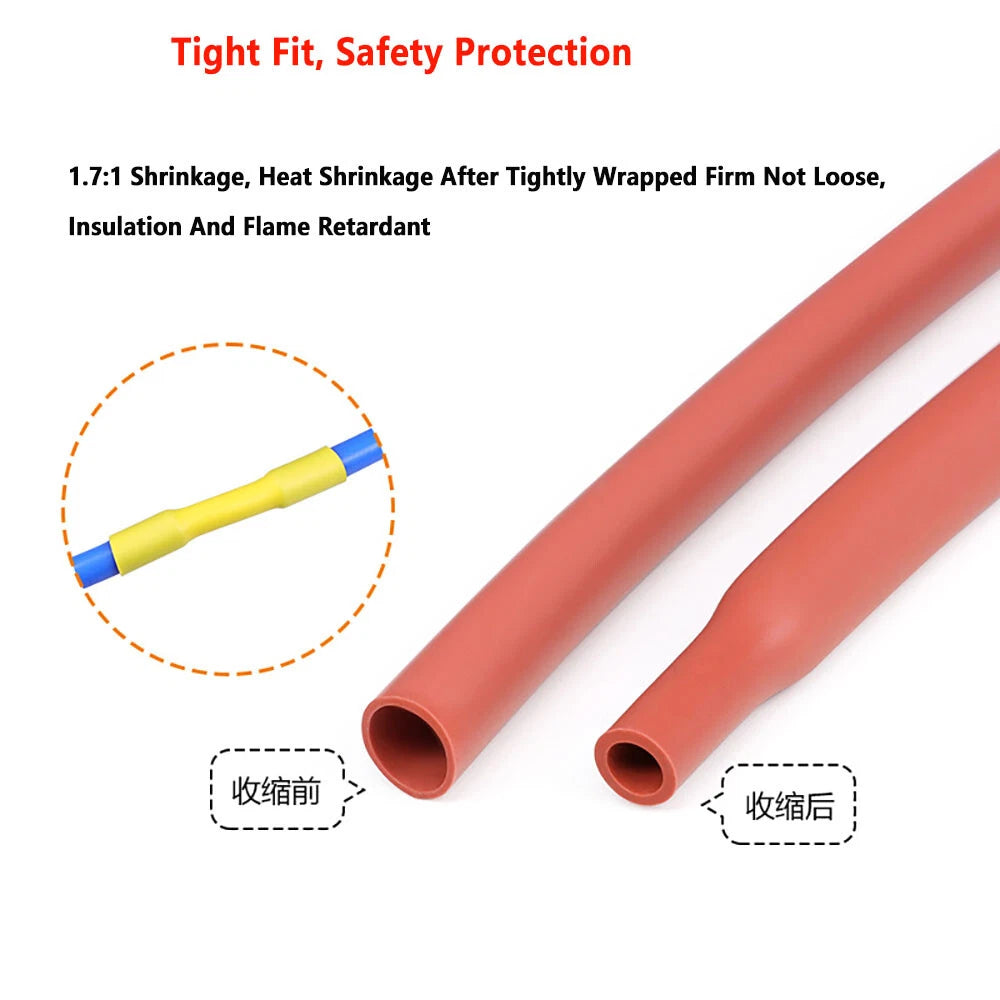 1.7:1 Heat Shrink Tubing — φ0.8mm to φ40mm, Multiple Colors & Lengths