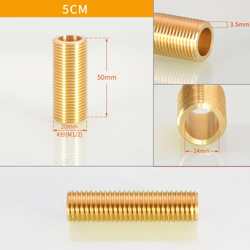 1/2" BSP Brass Male Thread Extension Pipe Nipple Connector | 3–12cm