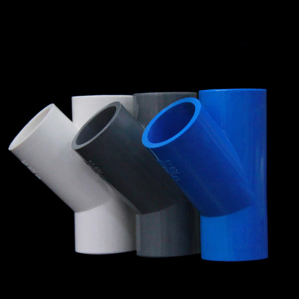 PVC 20-160mm 3 Way Y Connector Pipe Fittings Tube Adapter Joint Grey White Blue