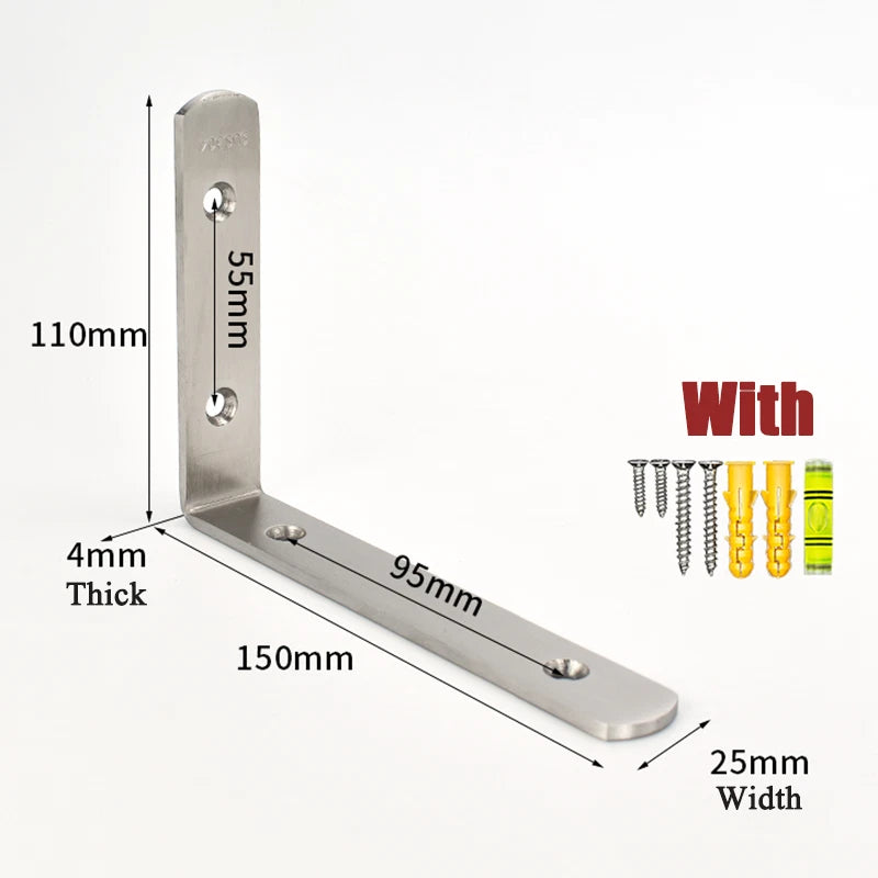 304 Stainless Steel Triangle Shelf Bracket Wall-Mounted for Bookshelf Storage