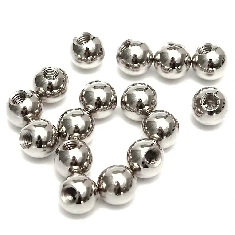 10Pcs 304 Stainless Steel M2 - M20 Metric Thread Half Hole Drilling Balls OD 10mm - 60mm Female Thread Blind Hole Smooth Ball Bead - HomeDIYer