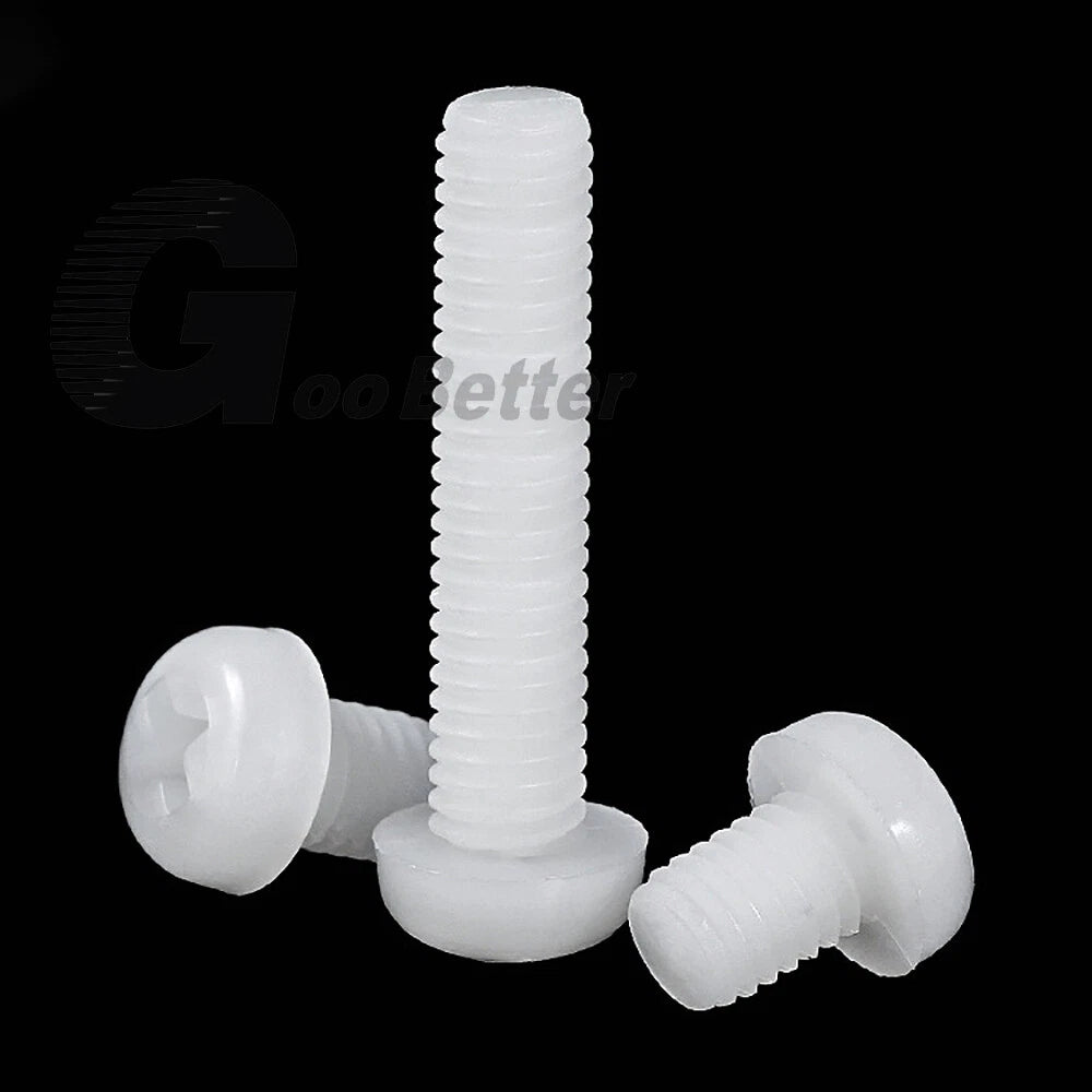 M8 Nylon Phillips Pan Head Screws Round Button Plastic Machine Bolts Fasteners