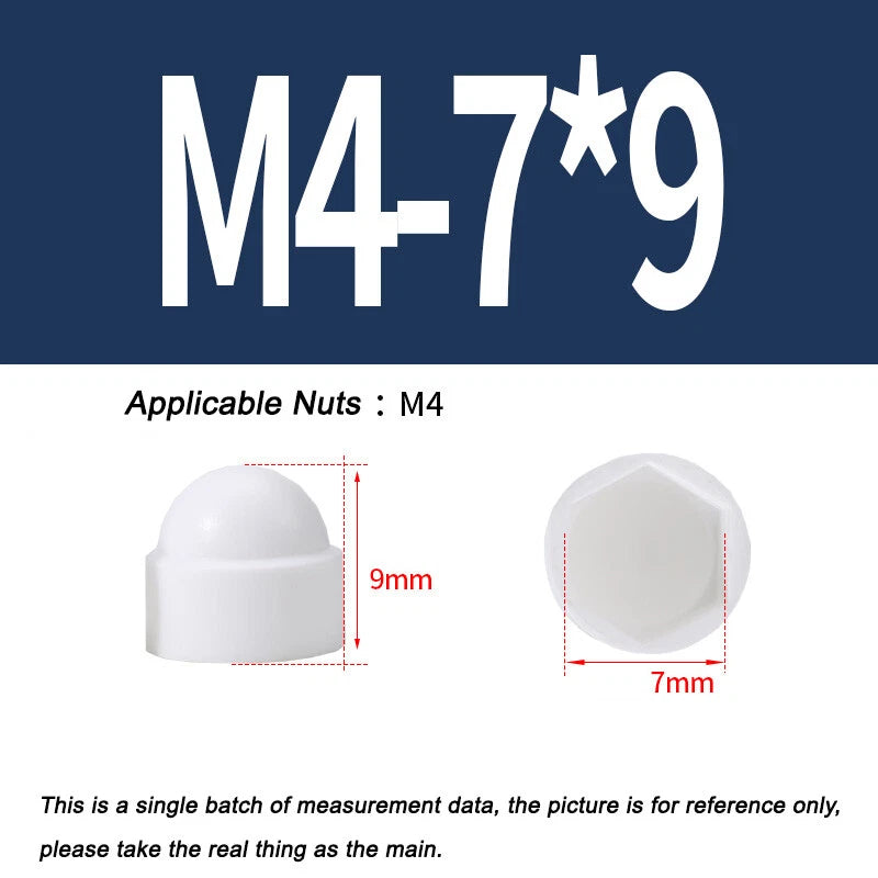 Hex Bolt & Nut Protection Caps – Plastic Hexagonal Screw Covers for M4 M5 M6 M8 M10 to M24 (PE, 5-100 Pack)