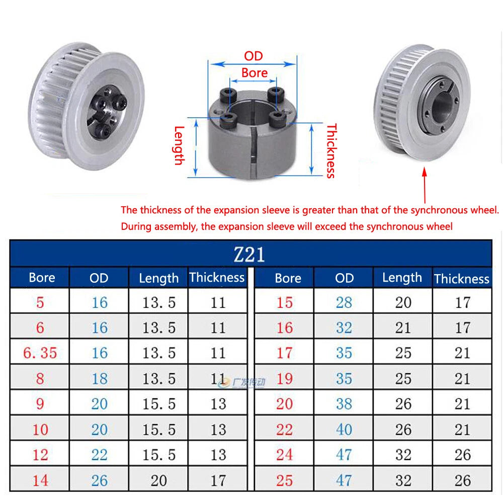 HTD-5M 46T-60T Timing Belt Pulley With Expansion/Tension Sleeve Teeth Width 27mm