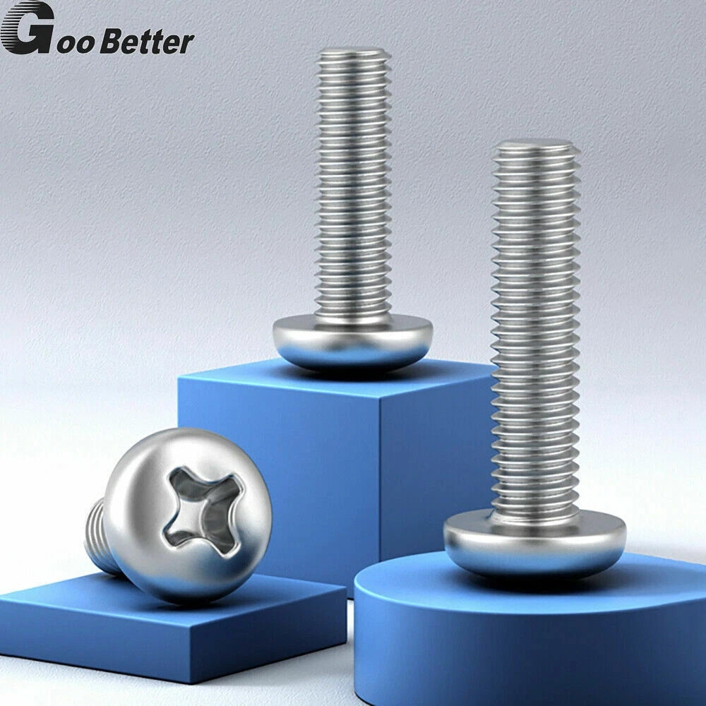 A2 Stainless Steel Pan Head Phillips Micro Machine Screws M1.0 M1.2 M1.4 M1.6 M2 M2.5 M3 M3.5 — 3mm to 120mm