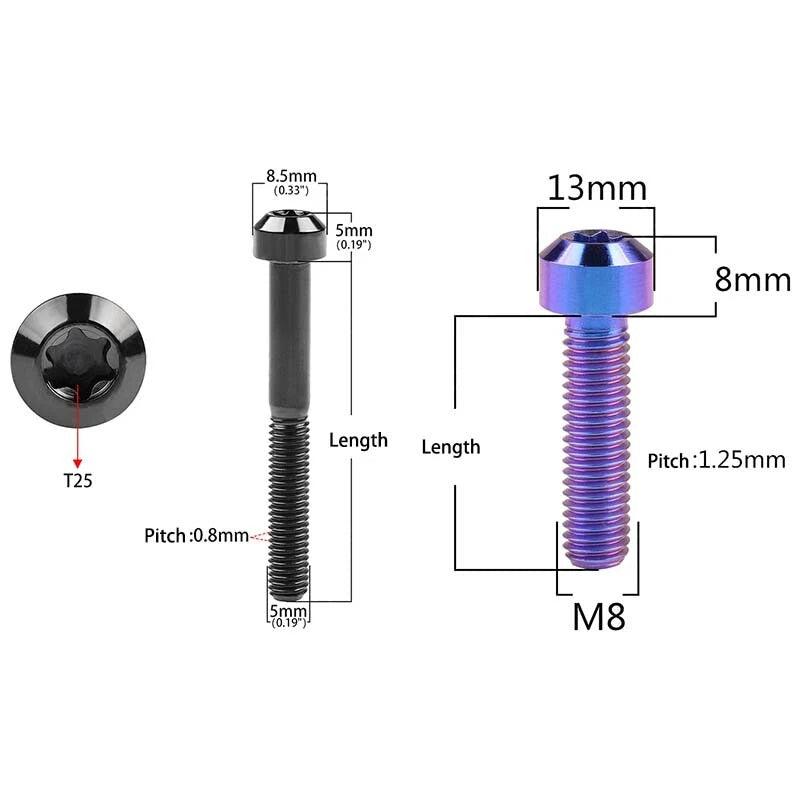 M5 M8 Titanium Socket Cap Head Torx Screws – Grade 10.9, Fully Threaded (10–60mm)