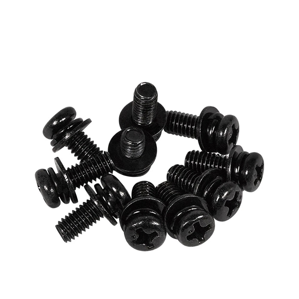 M2–M8 Black Phillips Pan Head Machine Screws with Flat Washers & Spring Washers