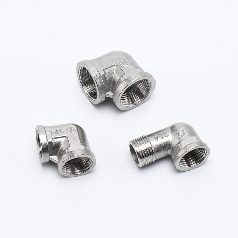 201 Stainless Steel 90° Elbow Pipe Fitting — BSP 1/2" 3/4" 1" Male Female Thread