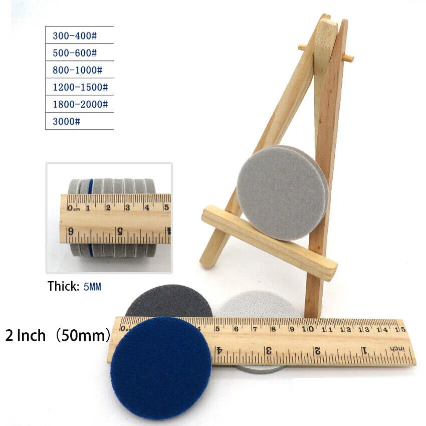 25/50/75mm Wet Dry Sanding Discs Sponge Foam Sandpaper Hook & Loop 300-3000 Grit