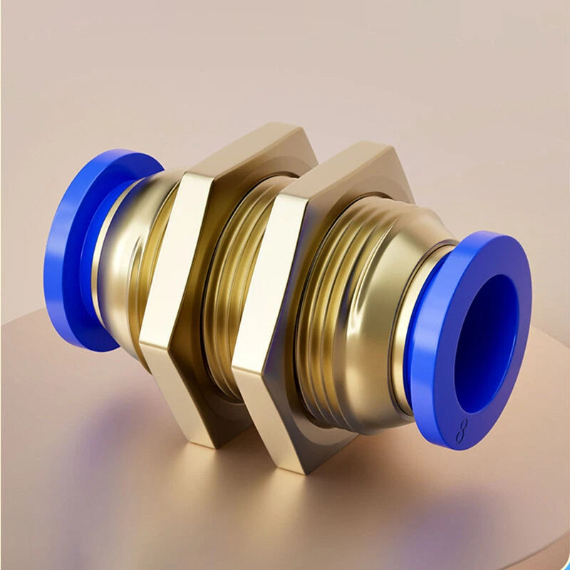 Brass Push-to-Connect Pneumatic Bulkhead Union Fittings — 4mm 6mm 8mm 10mm 12mm
