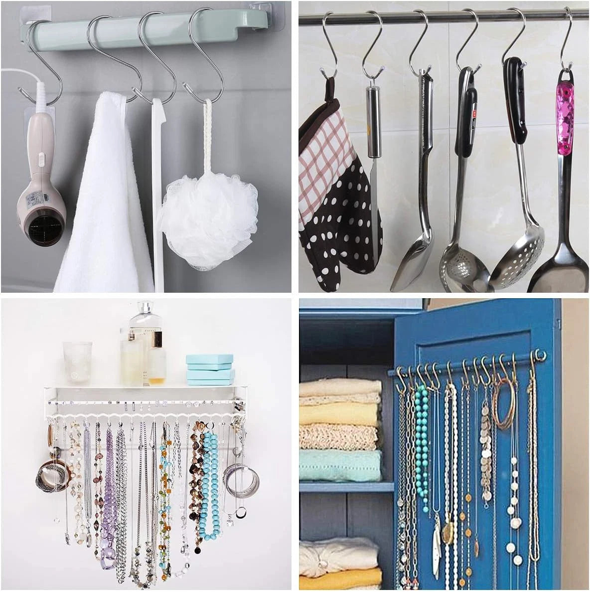 S Hooks Stainless Steel Kitchen Pan Utensil Bathroom Clothes Hanger Hanging