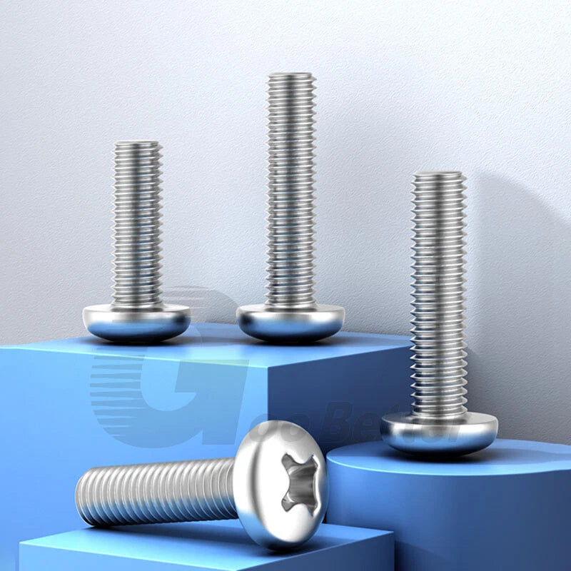 M6 M8 Machine Screw Round Pan Head Phillips Screws Flat Tail A4 Stainless