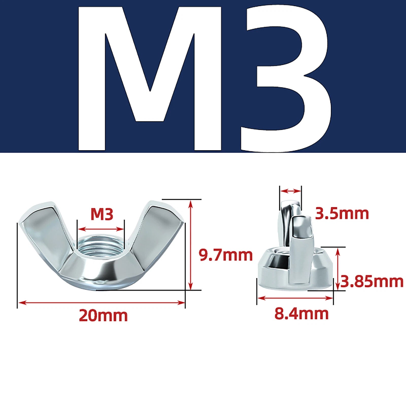 M3 M4 M5 M6 M8 M10 M12 Zinc Wing Butterfly Nuts to Fit Bolts Screws DIN 315