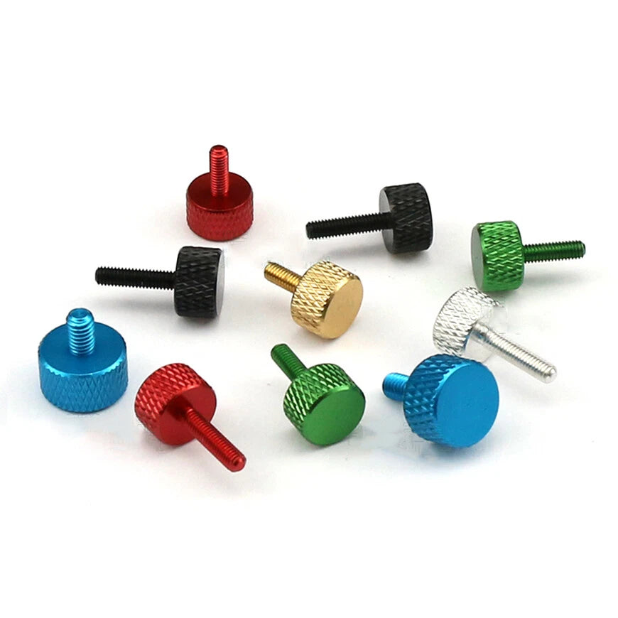 M6 Aluminum Knurled Thumb Screws Color Flat Head Thumbscrew Bolt 10mm-20mm Long