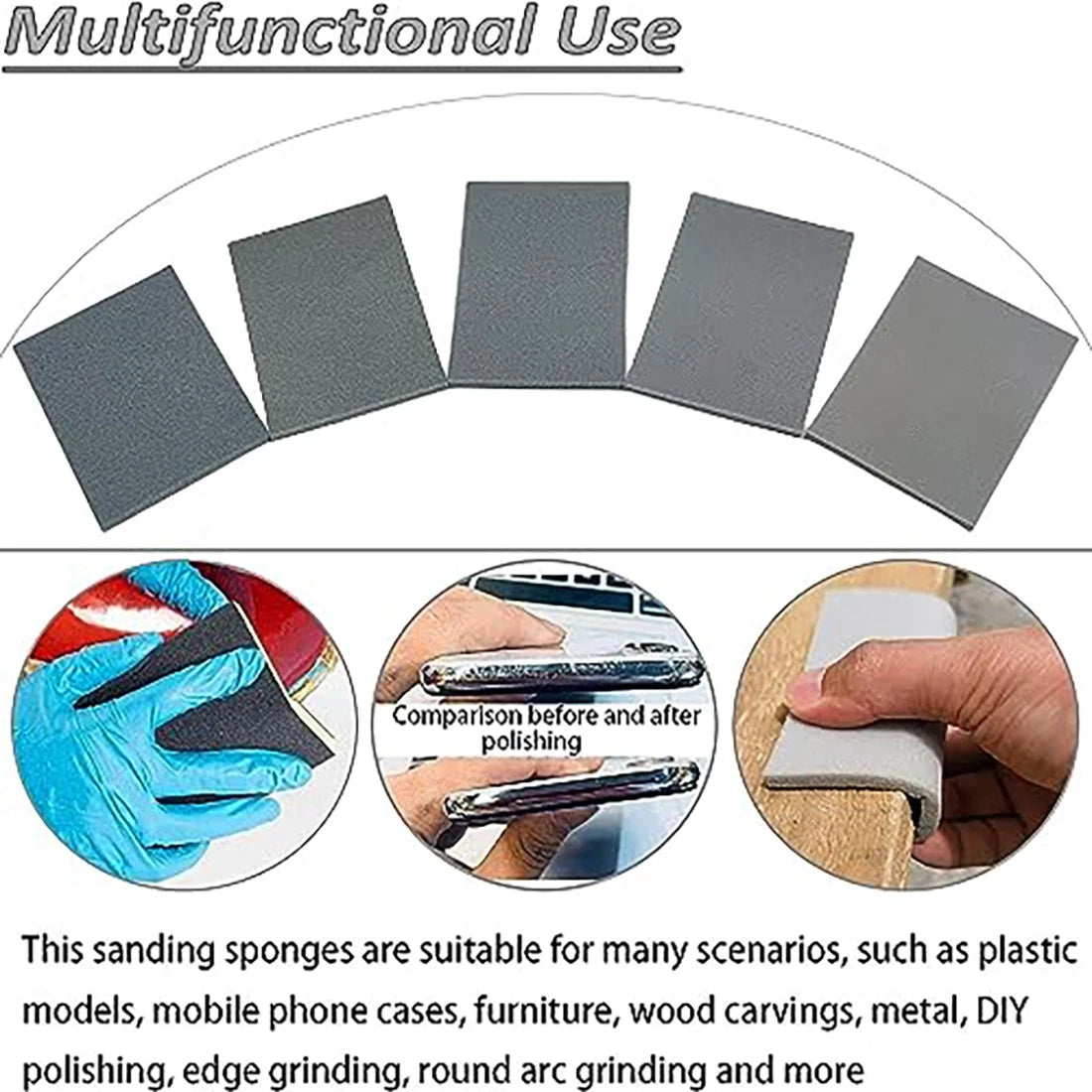 Dry&Wet Sandpaper Foam Sanding Sheets Sand Paper Poli Flocking 300~3000 Grit