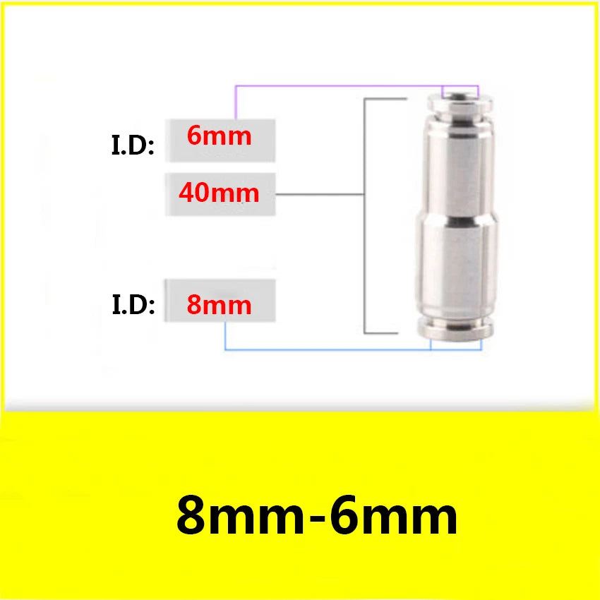 Stainless Steel Straight Reducing Push-to-Connect Fitting — Pneumatic Tube Adapter