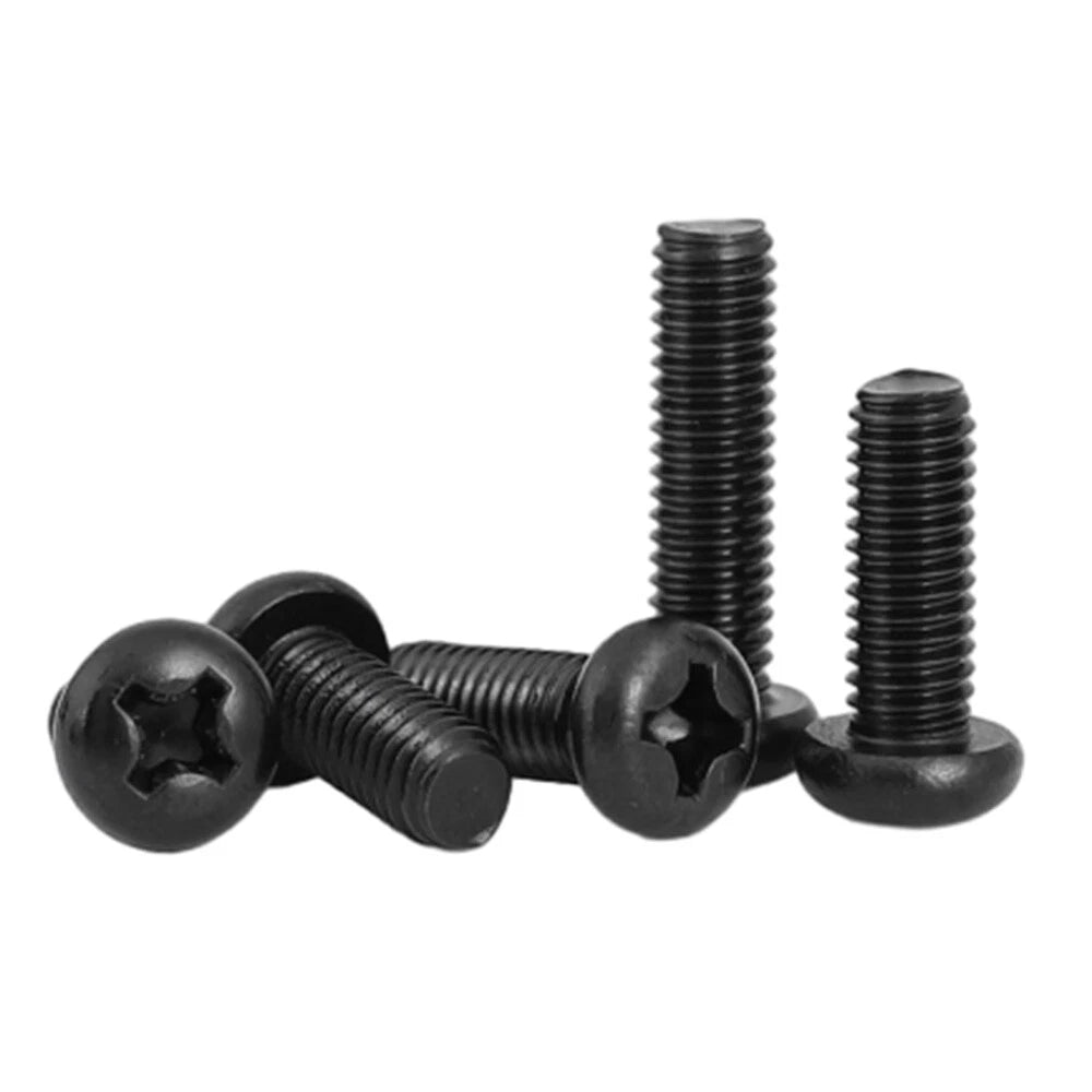 Black Pozi Phillips Pan Head Machine Screws UNC UNF — #2-56 #4-40 #6-32 #8-32 #10 1/4 5/16