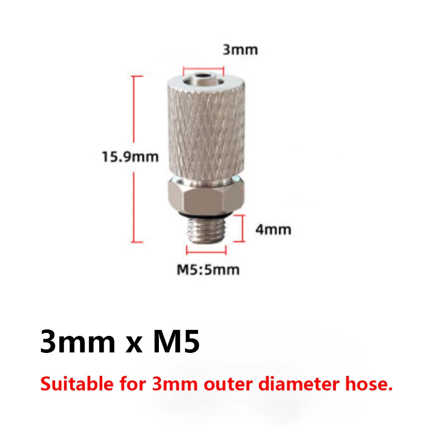Pneumatic Straight Hose Fitting — Male Thread Push-In Connector (3mm–6mm OD)